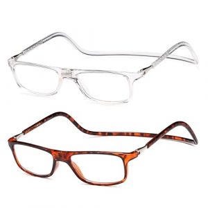 NEW VISION Lunettes 2 pack, Lunettes Loupe, Lunettes De Lecture Magn&eacute;tique, Longueur R&eacute;Glable Lunette De Lecture Homme Femme, NV2904 (Tm, 2.5, x) (New Vision Milano, neuf)