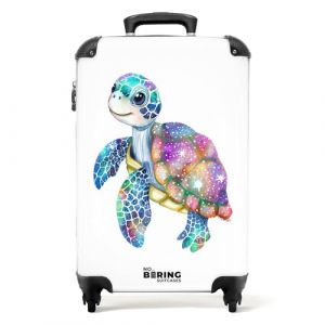 NoBoringSuitcases.com Valise Enfant, Valise Cabine, Valise Enfant Fille, Bagages Enfant, 4 roulettes, Valise pour Enfant, Valise Fille, Valise Cabine 55x35x25cm (Tortue mosaïque - Blanc) (NoBoringSuitcases, neuf)
