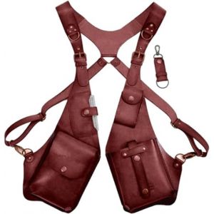 vokkrv Sac de harnais d'épaule Steampunk, Harnais antivol, Double portefeuille sac sous de taille étui antivol pour hommes femmes,portefeuille à sangle en cuir Pu réglable (Rouge) (EnviableVB, neuf)