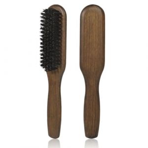 Brosse à Barbe Homme, Brosse de Nettoyage Barbe,Brosse à Barbe en Poils de Sanglier,Brosse à Poils du Visage, Brosse à Barbe en Bois,Brosse a Chignon pour le Nettoyage des Cheveux et de la Barbe (Queerelele, neuf)