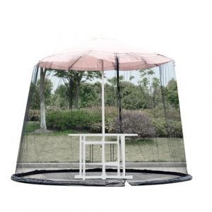 Ombrelle moustiquaire en polyester - Filet de jardin avec rideau à fermeture éclair | Auvent en maille pour housse de table de parasol de 3 à 3 m (yiyuyo, neuf)