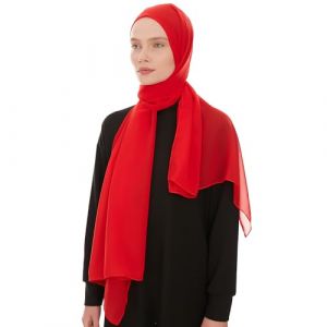 Ayisah Hijab En Mousseline Pour Femme - Hijab Femme Musulmane Voile Rouge - &Eacute;charpe L&eacute;g&egrave;re Pour Dames - Foulards Islamiques Modernes En Mousseline Pour Dames - Ch&acirc;le Pour Robe De Pri&egrave;re (Rouge) (ShawlFactory, neuf)