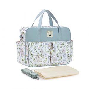 SONARIN Élégant Grande Capacité Sac à Langer pour Bébé Fourre-tout,Sac à Langer Bandoulière Bébé Étanche Sac de Maternité Sac à Couches de Voyage avec Bretelles & Matelas à Langer(Lapin) (SONARIN FR, neuf)