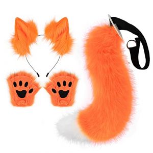 JOERBABU Serre-tête avec oreilles de chat et queue de renard, gants et queue de chat (jiushuang, neuf)