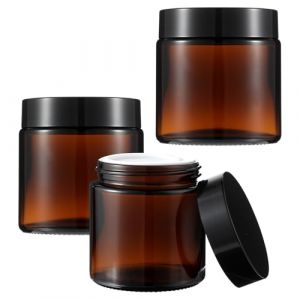 Wanmu Lot De 3 Pots En Verre Pot Vide En Verre Ambré De 100 ml Pots De Crème Pots De Crème Pots De Pommade Récipients Cosmétiques En Verre Marron Récipients De Crème Pour Cosmétiques Crèmes Lotions (Dhkoi-uk, neuf)