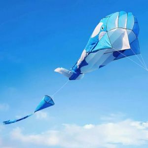 Volant Enfant, Shyllin Cerf-Volant 3D, Softkite éPaulard, Cerf Volant Adulte, Voile Volante de Plage, Adapté aux Pelouses et Aux Parcs, 215 X 125 Cm (Bleu Blanc) (XFJIN243, neuf)