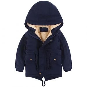 linboo Enfant Gar&ccedil;on Manteau Chaud Blouson &agrave; Capuche Hoodie Parka Doublure Polaire Epais Veste d'Hiver pour B&eacute;b&eacute; Gar&ccedil;on Fille, Bleu fonc&eacute;, 9-10 ans (TBONBON-EU, neuf)