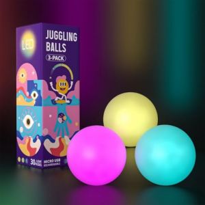 Lot de Balles de Jonglage LED Boule Lumineuse - Balles de Jonglage pour Débutants et Professionnels | Balle de Jonglage Lumineuse Parfaite pour Spectacle, Enfants et Adultes | Cirque Magique (SilverBat, neuf)