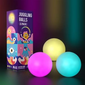 Lot de 3 Balles de Jonglage LED Boule Lumineuse - Fileur Cirqu Boule Magique pour Débutants et Professionnels | Boules de Jonglage Parfaites pour Spectacle Efficace pour Les Enfants et Les Adultes (SilverBat, neuf)