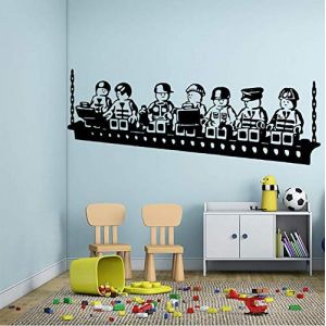 WYWQN Sticker Mural Vinyle Art Stickers Muraux Dessin Animé Lego Jeu Enfants Salle De Jeux Décoration Garçons Filles Voiture Train Affiche Murale Mignon Décor 57 * 152Cm (linyyyy, neuf)
