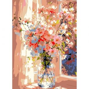 feelive Peinture Numero pour Adulte, DIY Fleur Peinture Numero d'art Acrylique pour Adultes Débutants Facile sur Toile 30×40 cm avec Peintures et Pinceaux(sans Cadre) (xcvbwertt, neuf)