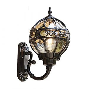 Mengjay Trade E27 Classique Imperm&eacute;able Verre Applique Murale Exterieur Vintage Industrielle Luminaire Exterieur Rustique Luminaire Ext&eacute;rieur Mural Applique murale pour Cour & Jardin,Noir (Mengjay, neuf)