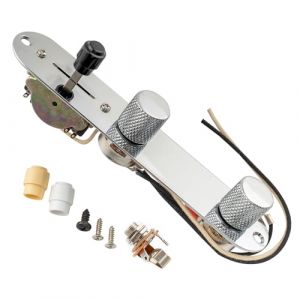 Musiclily Pro Kit C&acirc;blage &eacute;lectronique Pr&eacute;-C&acirc;bl&eacute; Circuit pour Guitare &eacute;lectrique Import&eacute;e Style Tele avec S&eacute;lecteur 3 Positions et Potentiom&egrave;tres 1A1B, Chrome (Musiclily Direct France, neuf)