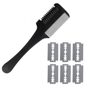 SGERUFZ Peigne à Effiler Double Face, 1 Pièce, avec 6 Lames de Rechange, Peigne Rasoir pour Cheveux, Peigne Coupe Cheveux, Peigne Enfant, pour Adultes et Enfants, pour la Maison (BeanyBeng, neuf)