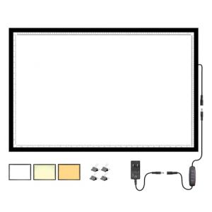 WELZK 7000 Lux Tablette Lumineuse haute luminosité A1, 3 couleurs tablette lumineuse dessin avec adaptateur CE. 10 niveaux de gradation pour la peinture au diamant, le traçage, le dessin, etc. (WELZK DIRECT, neuf)
