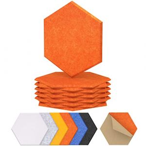 TONOR Lot de 12 Panneau Acoustique Mural Autocollante, 30 x 26 x 1cm Panneau Acoustique &agrave; Haute Densit&eacute;, Mousse Acoustique Hexagonal Isolant Phonique pour Studio/Bureau/Chambre/Salon, Orange (TonorDirect FR, neuf)