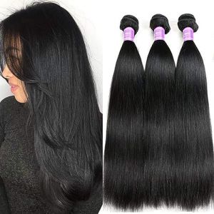 Tissage bresilien en lot cheveux tissage humain naturel bresilienne lot bresilienne lisse 3 boucles 16+18+20 pouces cheveux lisse en extension 300g (HOZY Deals, neuf)