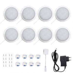 Lightsjoy Eclairage LED Cuisine Sous Meuble 8 Er Lampe De Placard Led Lumière Cuisine Sous Meuble Lumière Armoire Vitrine Spot Cuisine Pour Cabinet Penderie Entrée Couloir Toilette Blanc Chaud (Topsalesss, neuf)