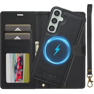 Coque pour Samsung Galaxy S25 Plus 5G, 2 en 1 Amovible Housse en Cuir Etui Folio à Clapet Dragonne, Portefeuille RFID Blocage, Béquille, Fentes pour Cartes, Folio Magnetique Etui pour Samsung S25 Plus (Nshkeji, neuf)