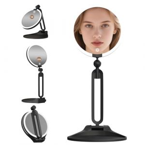 Miroir grossissant lumineux 20X/1X pour le maquillage, miroir grossissant double face 1X/20X avec 3 couleurs d'&eacute;clairage, miroir de bureau rechargeable avec grossissement 20X et rotation &agrave; 360&deg; (hongmidianzi, neuf)