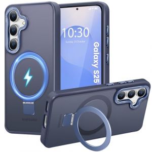 HuwaiH Coque pour Samsung Galaxy S25, Magnétique Robuste Anneau de Support Invisible, Protection Militaire, étui Antichoc pour Samsung S25(Bleu Marine) (Zhimingeu, neuf)