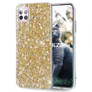 OKZone Coque pour Huawei P40 Lite [avec Film de Protection &eacute;cran HD], Mince &Eacute;tui en Silicone Souple Paillette Strass Brillante Bling Bling Glitter de, Flexible Plein-Corps TPU (Or) (OKZone EU Store, neuf)
