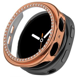 KeeFos Coque Compatible avec Samsung Galaxy Watch 8 44mm, PC Coque Dure avec Brillant Strass pour Femme Homme, L&eacute;ger Mode &Eacute;tui pour Samsung Galaxy Watch 8 44mm - Or rose (HoYaa EU, neuf)