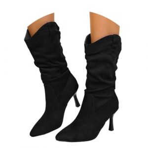 Onsoyours Bottes &agrave; Talons Hauts pour Femme El&eacute;gantes Confortable Sexy Botte Mode Casual Chaussures C Noir 37 EU (PGANDS Design, neuf)