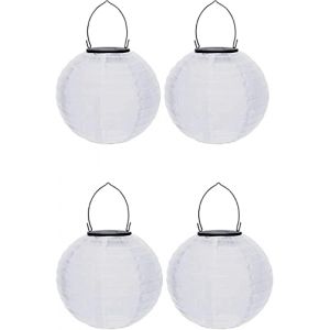 Lampions solaires d'extérieur résistants aux intempéries - Lampions solaires en papier blanc - Lanterne de jardin LED - Lanterne solaire à suspendre - Lanternes de jardin - Lanternes en papier nylon (ZDD123, neuf)