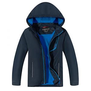 YoungSoul Manteaux Imperm&eacute;ables Gar&ccedil;on - Coupe Vent Doubl&eacute; Polaire Fille - Veste de Pluie avec Capuche Amovible - Bleu marine - 3-4 ans/Taille 110 (YoungSoul - EU, neuf)