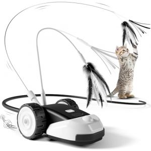 Casfuy Jouet interactif 3 en 1 pour Chat - Jouet &eacute;lectrique pour Chat &agrave; 2 Vitesses - avec 2 Cordes &agrave; Ressort suspendues et Queue de Souris en Silicone Wiggly - pour l'int&eacute;rieur des Chats (Ospets Store, neuf)