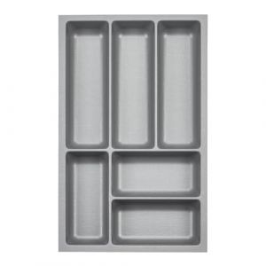 ORGA-BOX 3 Range-couverts Profondeur : 473 x Largeur : 291 mm gris argenté avec structure Canvas pour tiroirs de 40, par ex. dans les cuisines Nobilia/Noblessa à partir de 08.2012. (S&O Handelsgesellschaft mbH, neuf)