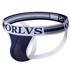 Jockstraps Logo String Homme Jockstraps String Homme Jocks Tanga Slip Stretch Hommes Sous-v&ecirc;tements Sport Jockstraps Lingerie Confortable Doux Sous-v&ecirc;tements, Marine, M (⭐⭐⭐⭐⭐5.0 Zhiyao, neuf)