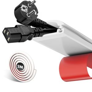 shinfly 2m Mini Blanc Goulotte Passe Cable pour 2-3 C&acirc;bles, Cache-C&acirc;bles Auto-Adh&eacute;sif, Flexible Goulotte Electrique en Silicone pour Cables, Cache Fil Convient pour la Gestion des C&acirc;bles Muraux (Yeehoo, neuf)
