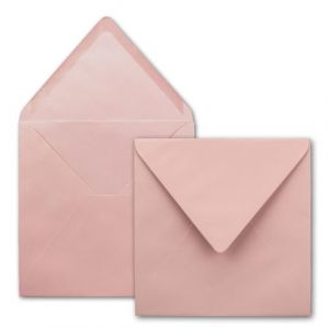 Série FarbenFroh Lot de 50 enveloppes carrées, vieux rose (roses), 15,5 x 15,5 cm, sans fenêtre, à collage humide, pour cartes d'invitation au mariage, anniversaire et plus (GUSTAV NEUSER GmbH, neuf)