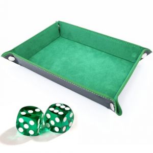 MenYiYDS 1 Pcs Plateau de dés Pliant rectangulaire en Cuir PU, Plateau de dés en Velours pour Le Jeu de dés de Donjons et Dragons RPG D&D et Autres Jeux de Table (Vert) (MiniY, neuf)