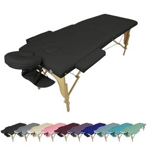 Vivezen - Table de Massage Pliante 2 Zones en Bois avec Panneau Reiki + Accessoires et Housse de Transport - Plusieurs Coloris (EGK Distribution, neuf)