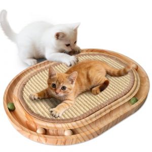 LURICO Griffoir en Sisal pour Chat, Jouet 2 en 1, 43x33x2.5 Cm Chat Griffoir R&eacute;utilisable, Chaise Longue avec 6 Petite Balle pour Tous Les Chats, Jouer, Se，Prot&egrave;ge Les Tapis et Canap&eacute;s (ELANDEPOT HUB S.R.L., neuf)