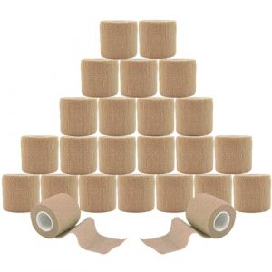 ANAMPION Bandage Autoadh&eacute;sif, 5cm x 4.5m Bande Cohesive pour Les Humains Et Les Animaux, Bande Strapping Adh&eacute;sif pour Gonflement Des Chevilles, Sports, Animaux (Couleur de peau, 24 Rouleaux) (ANAMPION-EU, neuf)
