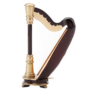 SUNGOOYUE Modèle D'instrument de Harpe Miniature en Bois avec Support, Décor de Coffret, Artisanat en Tilleul pour Ornements de Bureau de Salle de Musique (Voshowylor, neuf)