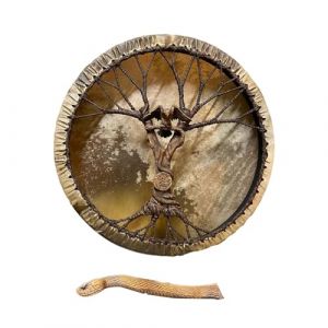 Tambour chaman - Tambour chaman vegan avec baguettes - Tambour chamanique son Tambour chaman Tambour chaman Tambour chamanique artisanal avec tambour de pour adultes réflexion et méditation (binratolre, neuf)