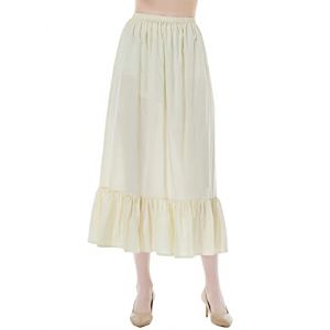 BEAUTELICATE Jupon sous-Jupe sous-Robe Lingerie en Pur Coton Mi-Longue Longue &Agrave; Volant Ample Grande Taille De Femme Fille &Eacute;t&eacute; (Beige-85cm, M) (BEAUTELICATE-FR, neuf)
