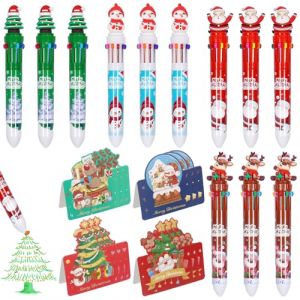 12 Pi&egrave;ces Stylo Bille de No&euml;l, 10 Couleurs Stylo Multicouleur, 12 Carte de No&euml;l, Stylo de Couleur, StyloRetractable, Papeterie Noel, Fournitures de Bureau, Stylos Fantaisie de No&euml;, Sac Cadeau de F&ecirc;te (Hockell, neuf)