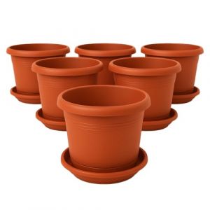 2friends Lot de 6 pots de fleurs &eacute;l&eacute;gants de grande taille en terre cuite : pot de 30 cm de qualit&eacute; sup&eacute;rieure avec soucoupe &ndash; Grand pot de fleurs allemand pour toutes les conditions m&eacute;t&eacute;orologiques (2friends GmbH, neuf)