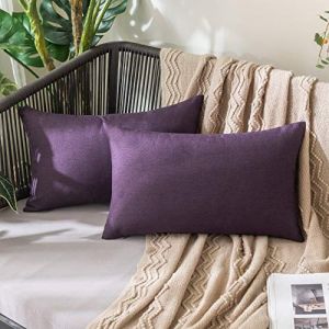 MIULEE Lot de 2 Taie d'oreiller Ext&eacute;rieure Imperm&eacute;able en Polyester Doux avec Surface Hydrofugfe Housse de Coussin de Jardin D&eacute;coratif pour Salon Chambre 30x50cm Aubergine (MIULEE HOME, neuf)