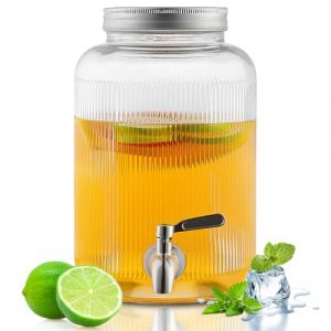 Evanda distributeur boisson en verre en verre avec robinet en acier inoxydable étanche, distributeur de boissons glacées 4L, pour préparer du thé glacé, de la limonade et des jus de fruits (Evanda.Direct-US, neuf)
