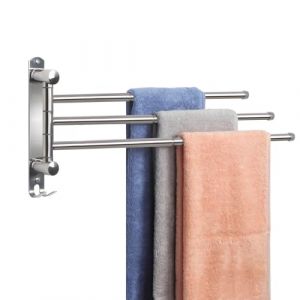 50CM Porte-Serviettes Murale avec 3 Barres 180°Rotatives en Acier Inoxydable SUS304, JSVER Porte Serviette Extensible jusqu'à 50 cm Sèche-Serviettes pour Salle de Bain Cuisine Lavabo- Argent (JsverDirect, neuf)