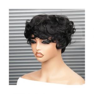 QRSTUVXZY Hair Toppers Femme Perruques de Cheveux Humains Courtes for Perruque Coupe Noire Perruques de Cheveux Humains Perruques for Femmes Courtes Perruques de Cheveux Humains Droites Pixie (xiaoxiwenuk, neuf)