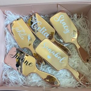 Brosse À Cheveux Personnalisée En Or Rose For Mariée, Avec Miroir, Coffret Cadeau For Demoiselle D'honneur, Peigne Personnalisé, Brosse À Cheveux Spa, Cadeau De Fête For Fille, Fête Des Mères (shengbeidz, neuf)
