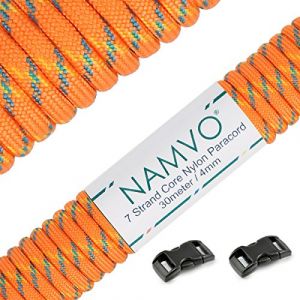 Namvo 550 Paracord Mil Spec Type III Cordon de Parachute &agrave; 7 brins Longueur Totale 100 Pieds / 30 m&egrave;tres, Orange Bleu Jaune Point (BUYBOXSTAR, neuf)